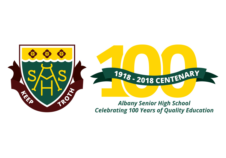 ASHS, Albany Senior High School, logo for the school and their 100 year centenary.