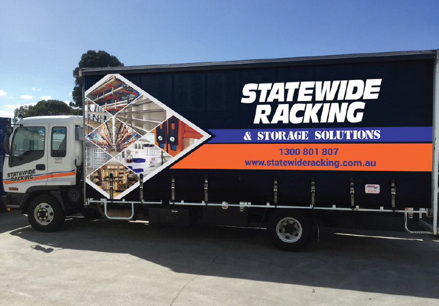 Statewide Racking & Storage Solutions truck, mobile signage design to promote business in the Great Southern.