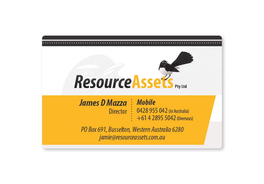 Resource Assets, business card layout and printing for company based in Busselton WA.