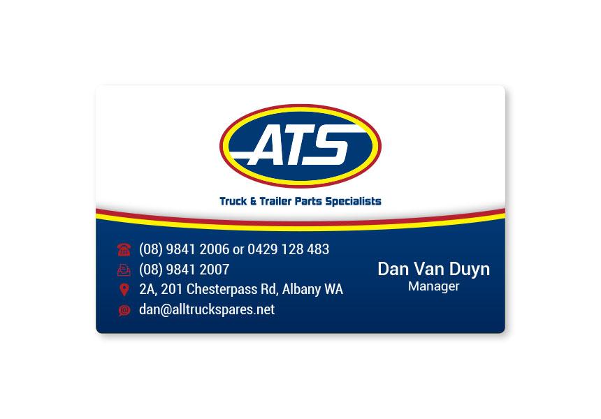 ATS, All Truck Spares business card design and printing for local Albany business.