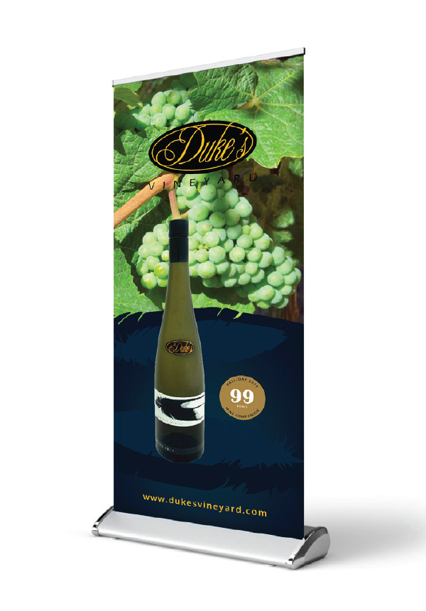 Dukes Vineyard, second banner graphic design for winery near Albany, WA.