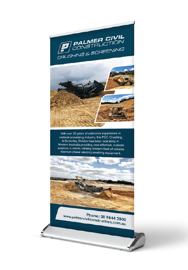 Palmer Civil, graphic design for crushing and screening business based in Albany, Western Australia.