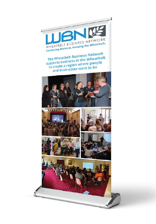 WBN, first banner design for Wheatbelt Business Network, WA.